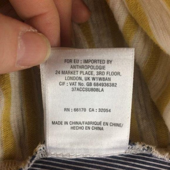 *SOLD* Anthropologie 9-H15 Women's Small Striped Button Back Top 3/4 Sleeves - Picture 8 of 8